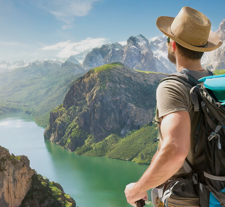 Traveler with backpack
